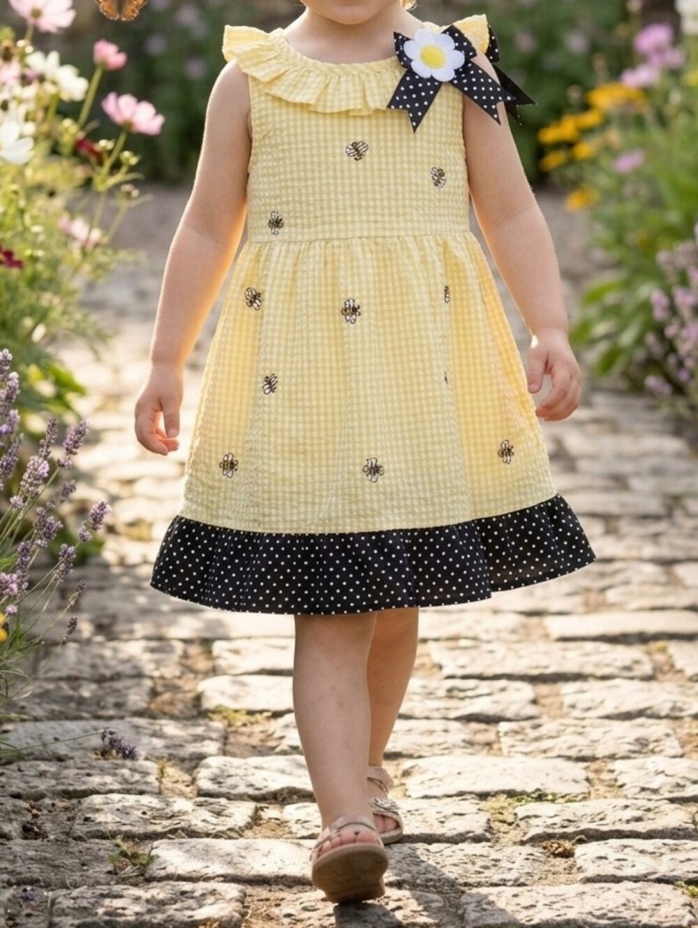 Counting Daisies Yellow Gingham Bee Tutu Dress